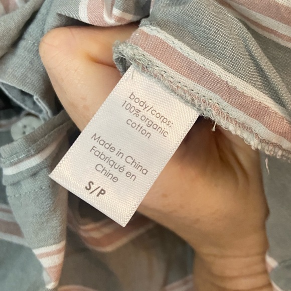 Eberjey Organic Sandwashed Willow Green Stripe Pajama Set S 100% Cotton - Picture 10 of 10